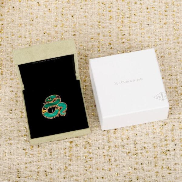 Boutique / Broche en forme de serpent, personnalisable avec de l'or véritable et des diamants, série Lucky Animals® (5TVDZ)