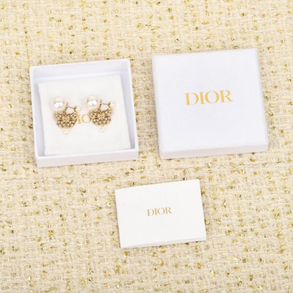 Boutique / 【Boucles d'oreilles papillon ajourées Dior avec grandes et petites perles】(LEEEF)