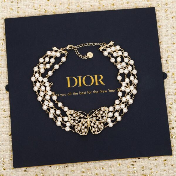 Boutique / 【Collier de perles papillon ajouré à 3 rangs Dior】(8ODZ6)