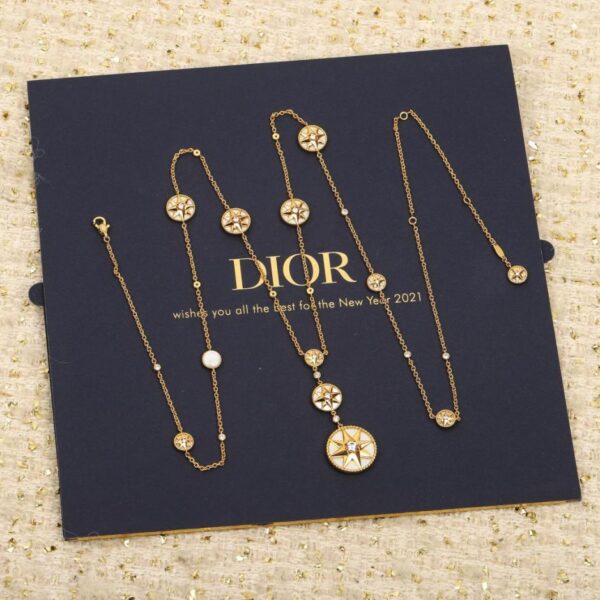 Boutique / Collier long boussole White Beret, réalisé sur mesure avec de l'or véritable et des diamants (LV6QD)
