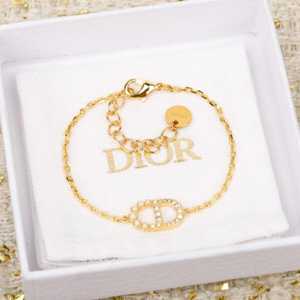Bracelet et collier Dior CD moitié diamants moitié perles (GDG54)