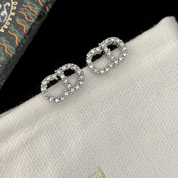 Boucles d'oreilles Dior Mini CD en platine et diamants (ZTAW9)